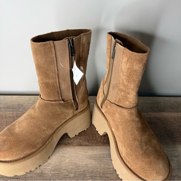 UGG Authentic Classic Twin Seam New Heights Chestnut Suede Platform Zipper Sz 6 - Picture 8 of 15